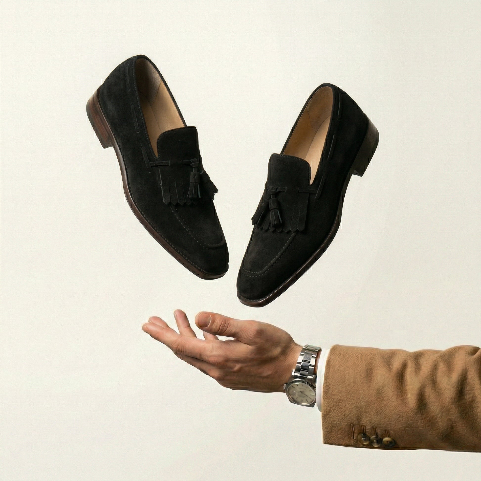 Black Suede Lucente Tassel Loafers