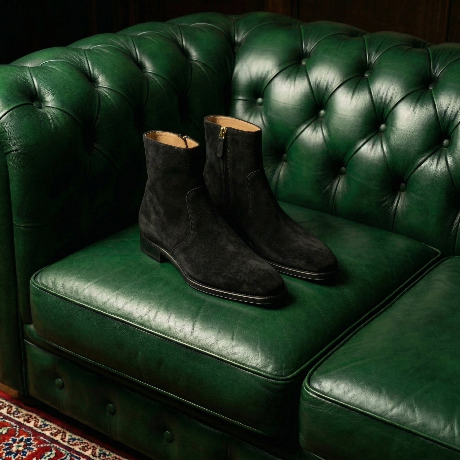 Black Suede Lucente Zipper Boots
