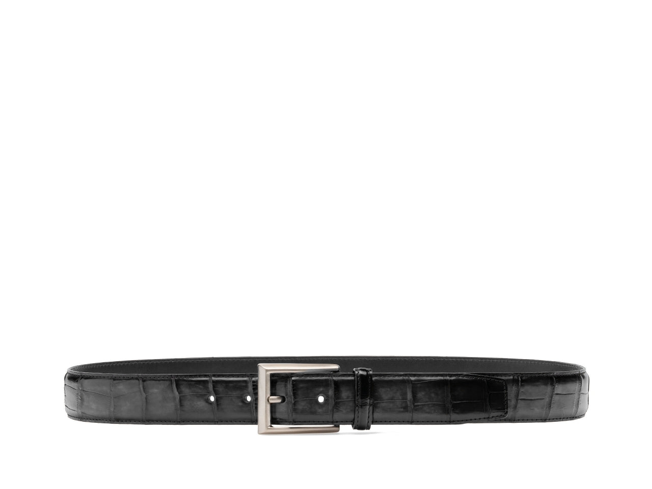 Black Croc Print Italian Leather Centennial Belt