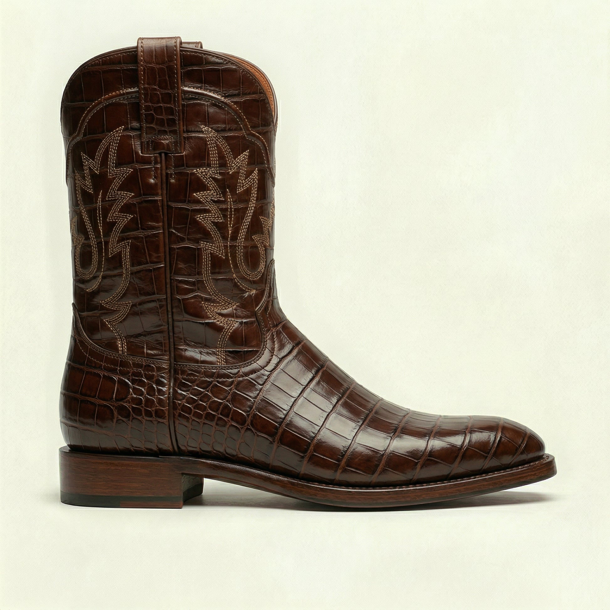 Brown Croc Print Leather Lucente Cowboy Boot