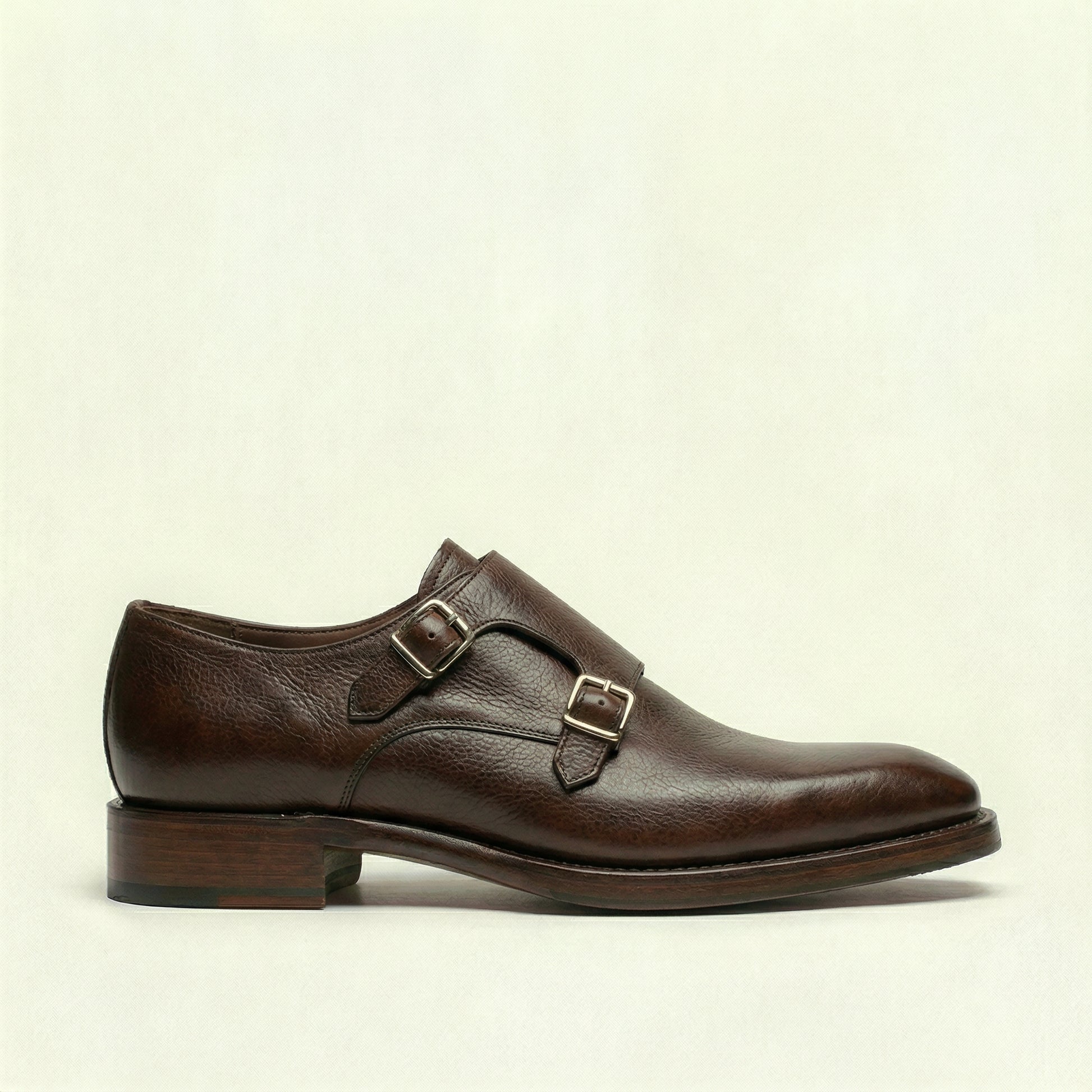 Brown Leather Lucente Double Monk Strap Shoe