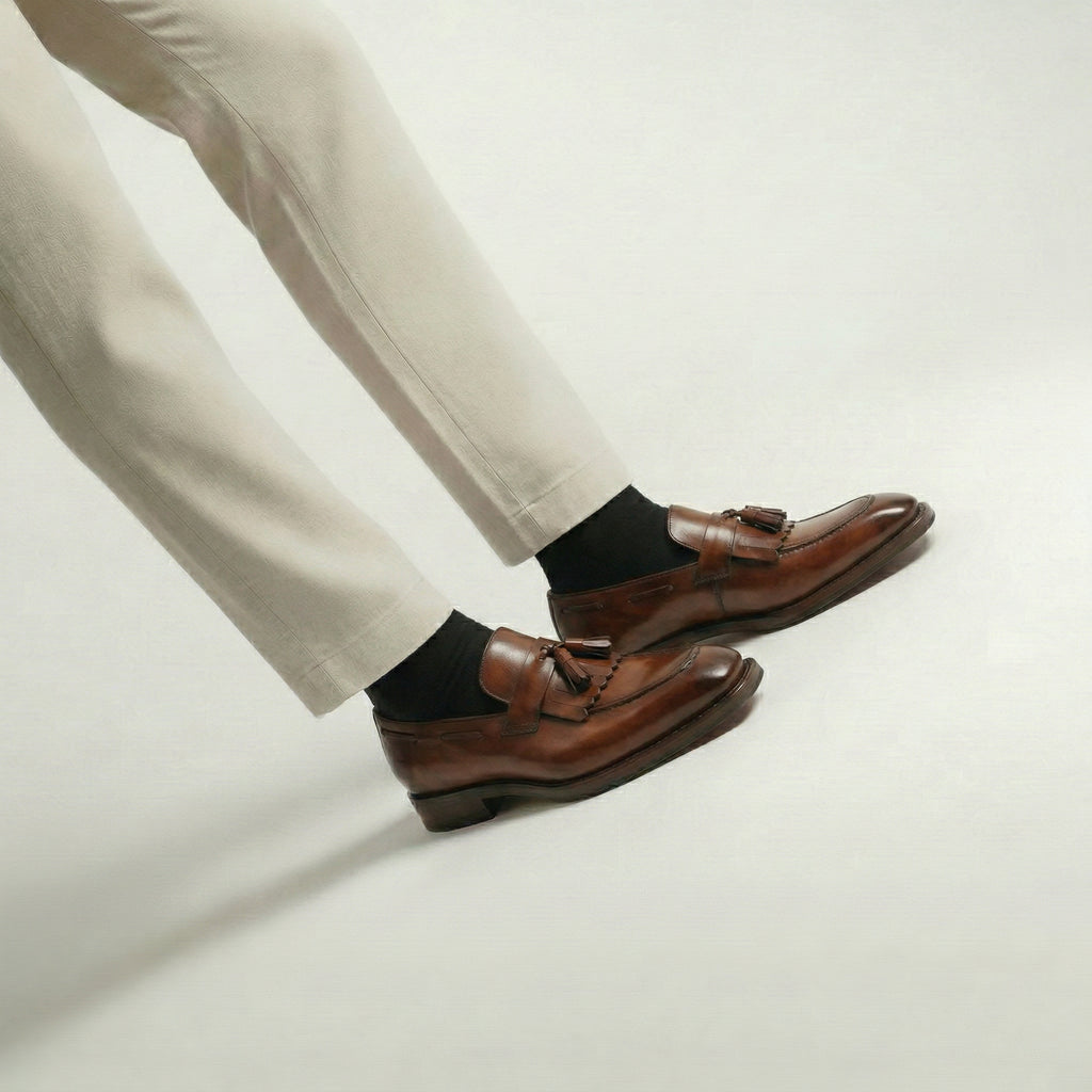 Brown Leather Lucente Tassel Loafers