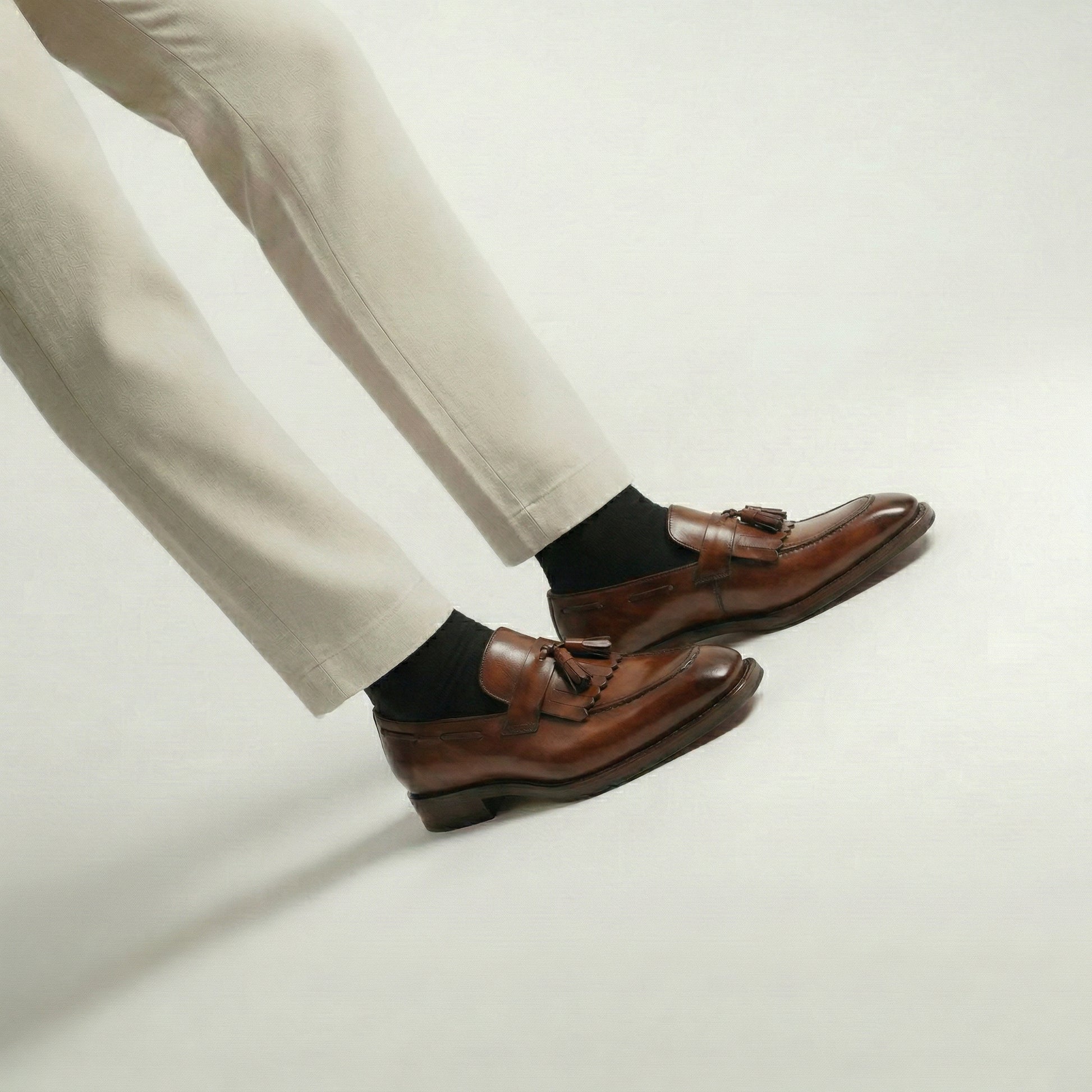 Brown Leather Lucente Tassel Loafers