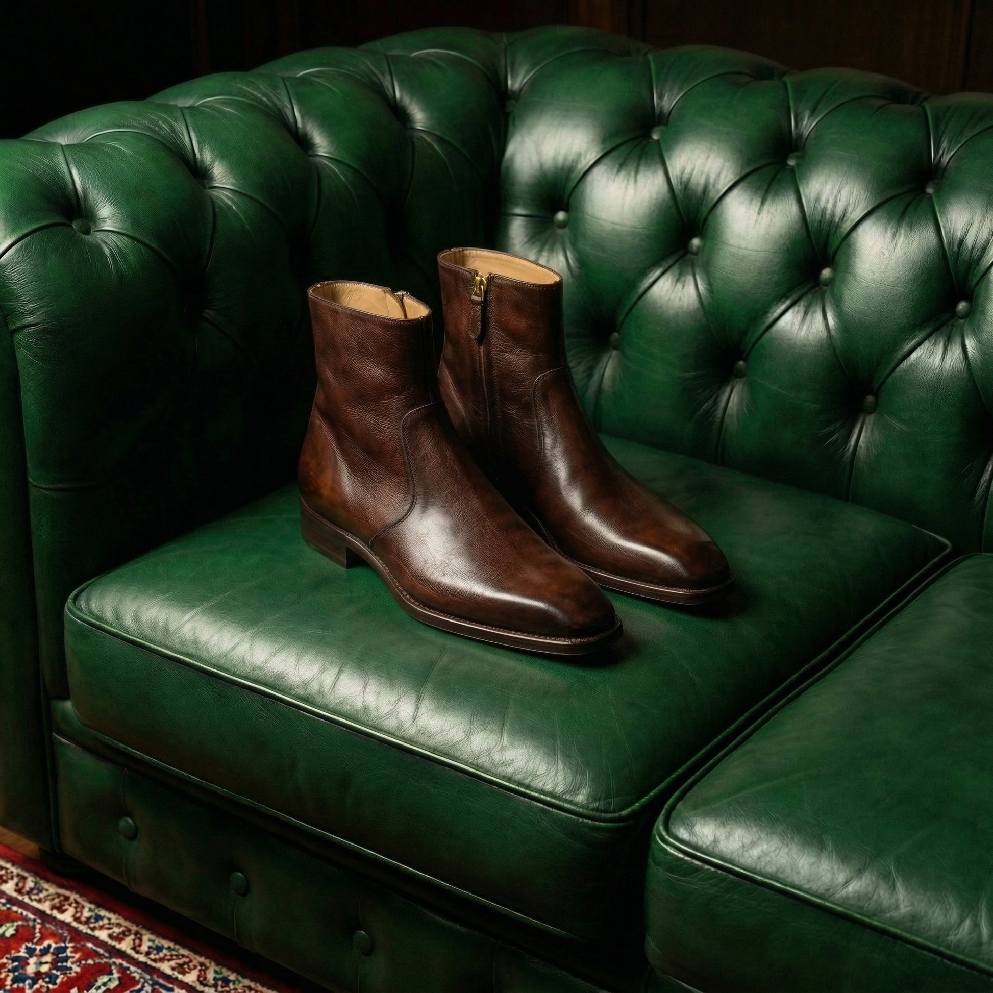Brown Leather Lucente Zipper Boots