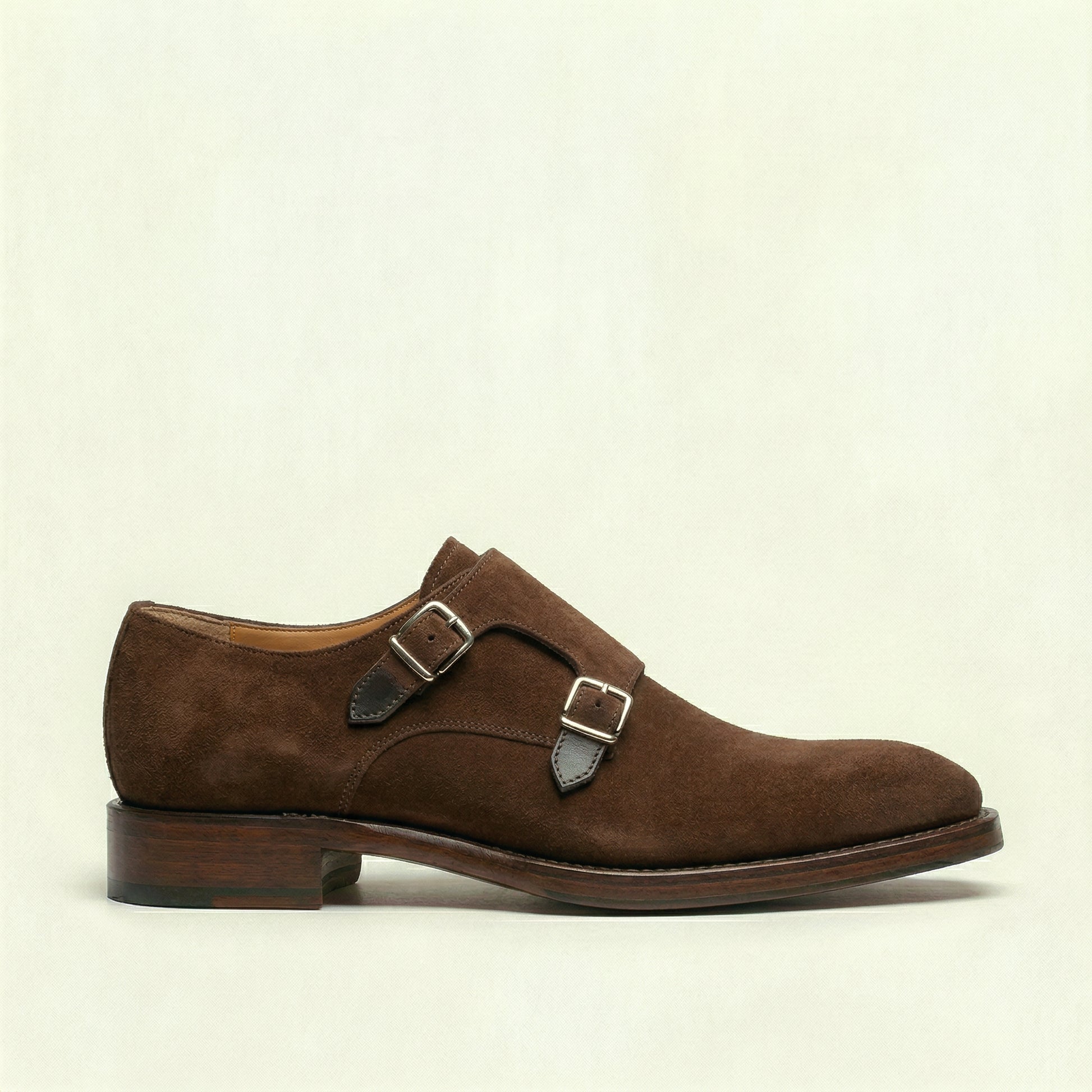 Brown Suede Lucente Double Monk Strap Shoe
