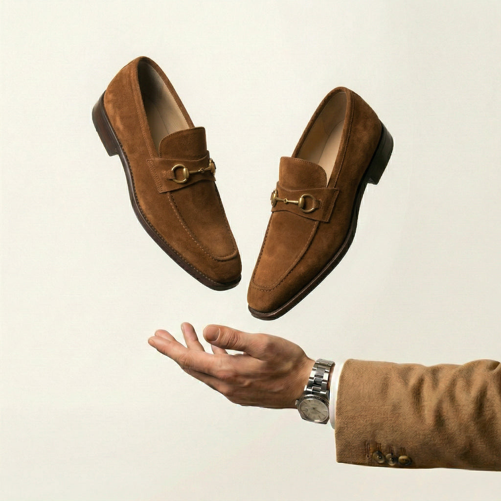 Brown Suede Lucente Horse Bit Loafer