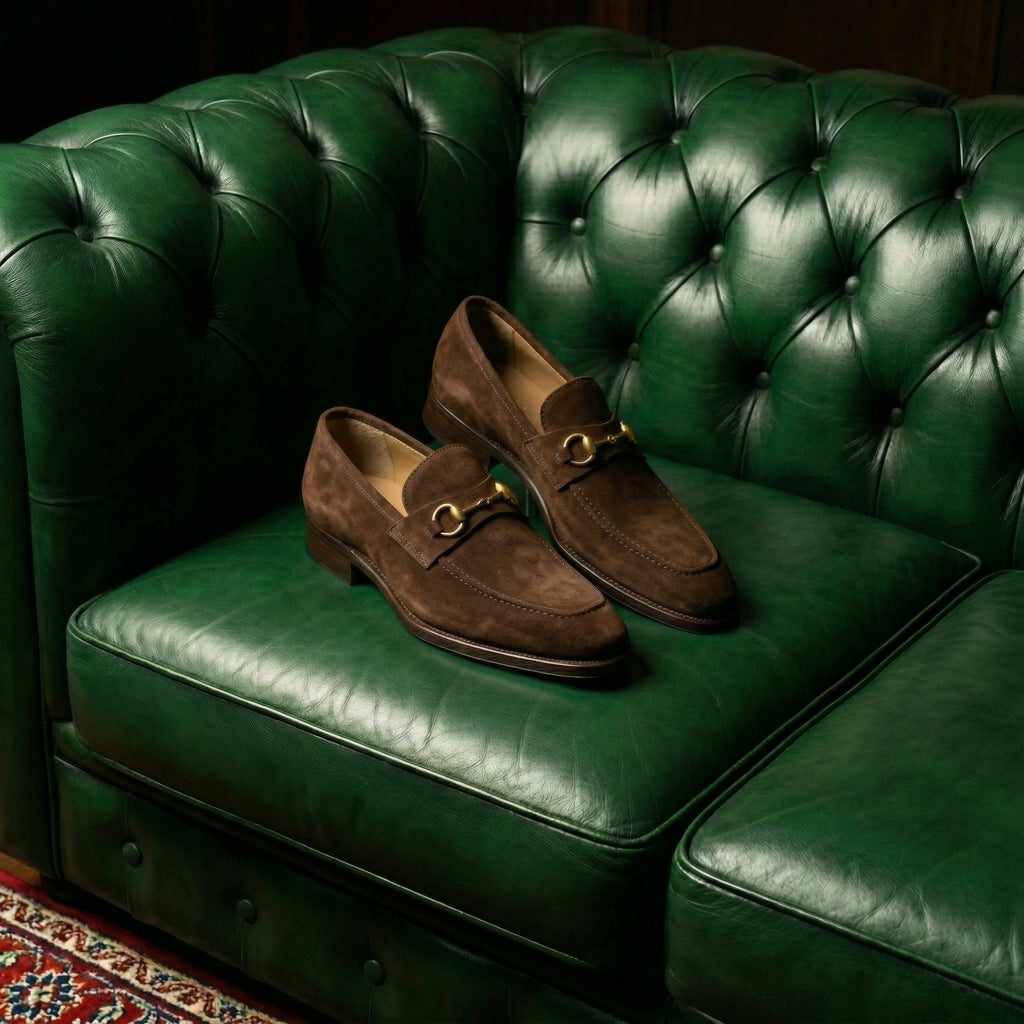 Brown Suede Lucente Horse Bit Loafer