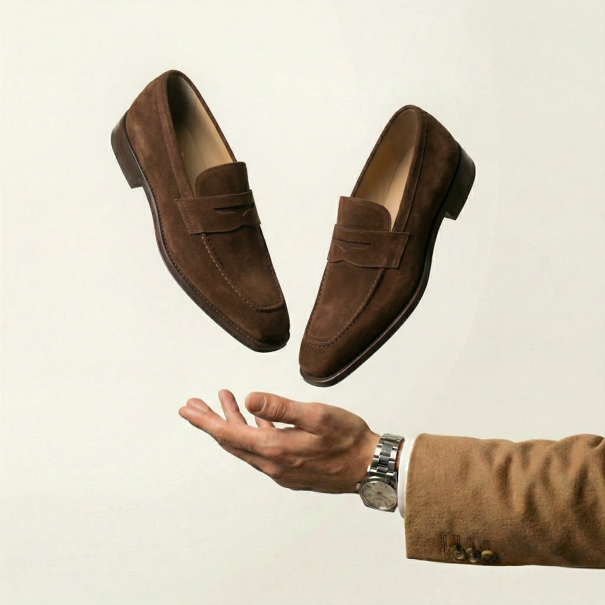 Brown Suede Lucente Penny Loafer Shoes