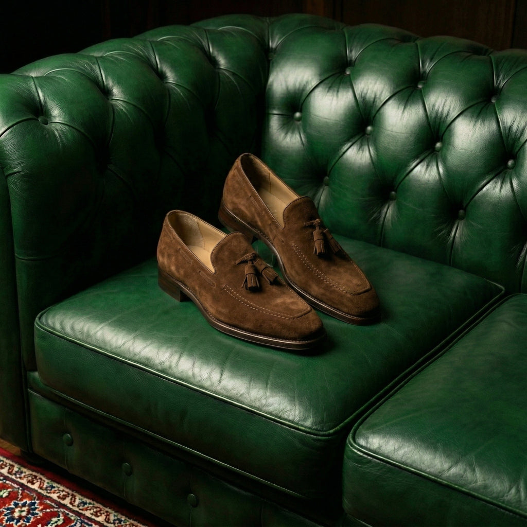 Brown Suede Lucente Tassel Loafers