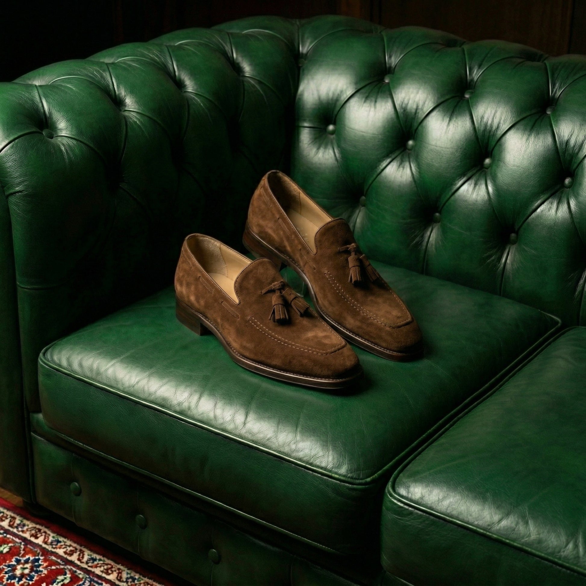 Brown Suede Lucente Tassel Loafers