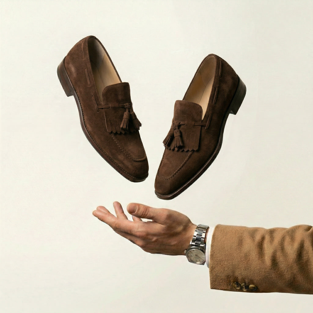 Brown Suede Lucente Tassel Loafers