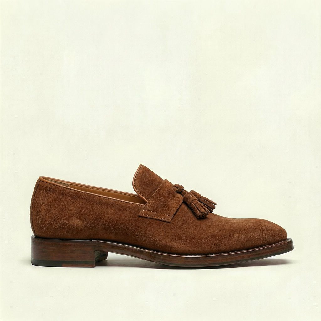 Brown Suede Lucente Tassel Loafers