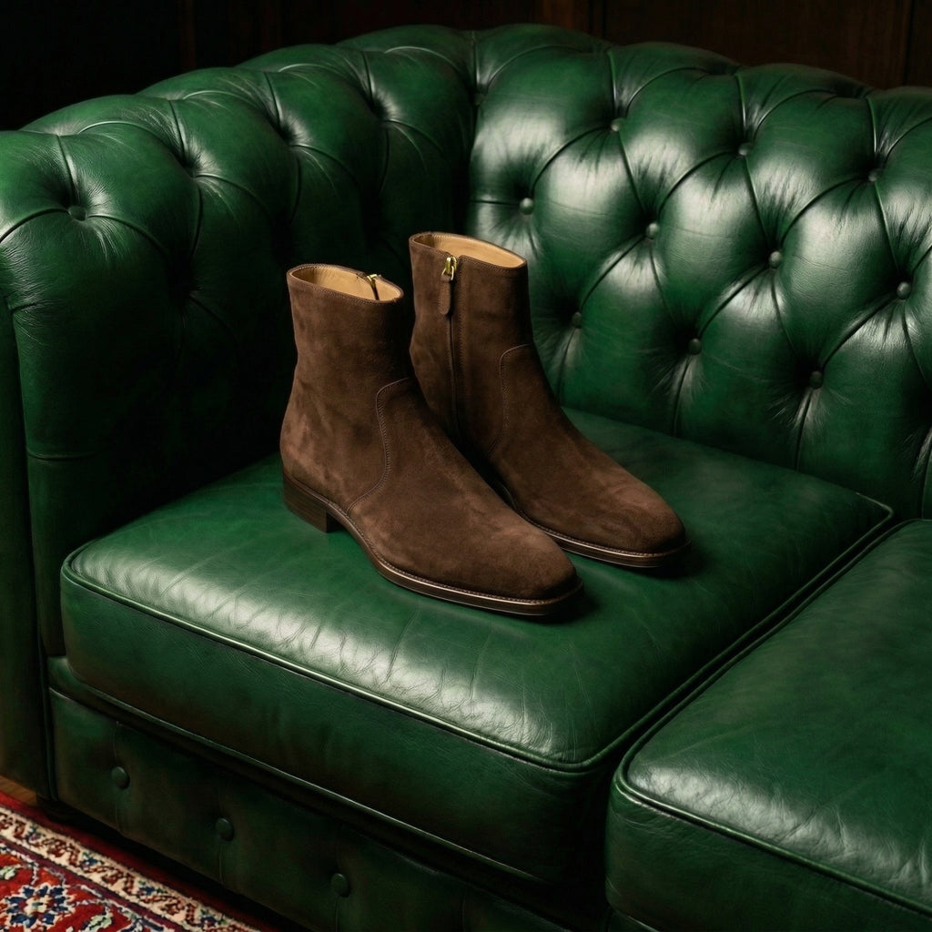 Brown Suede Lucente Zipper Boots
