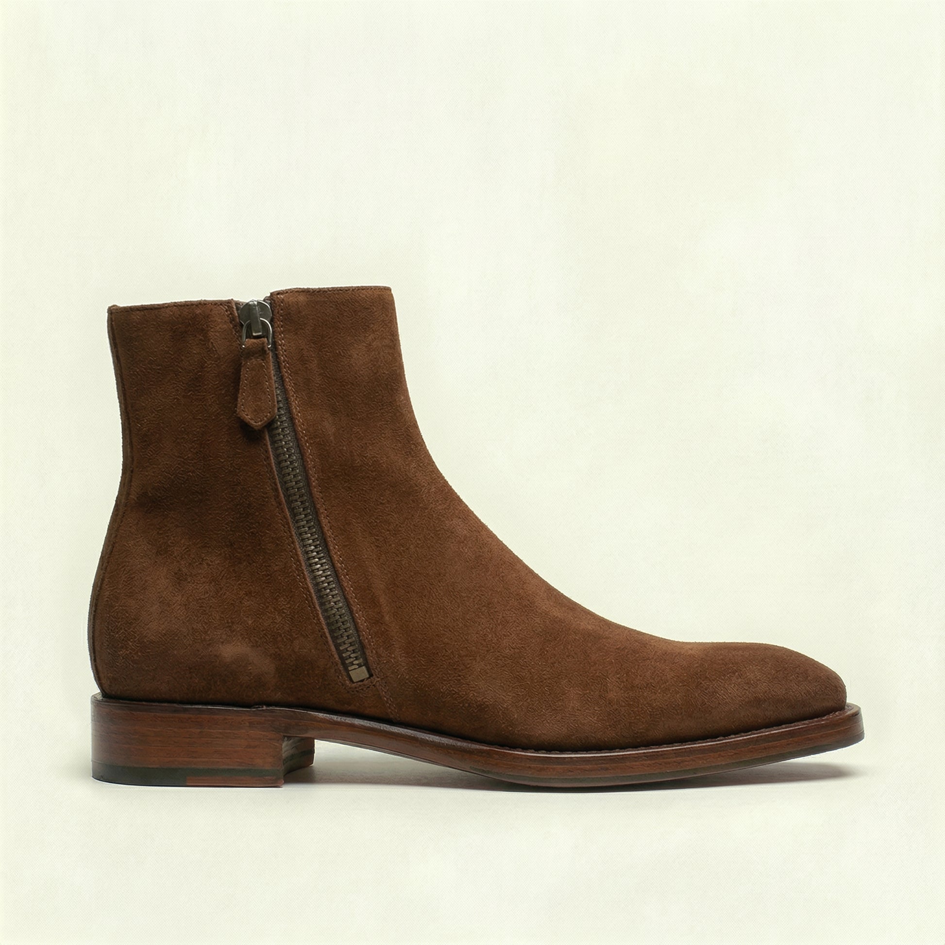 Brown Suede Lucente Zipper Boots