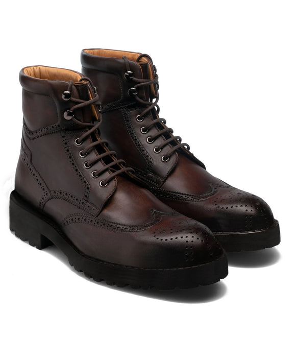 Brown Leather Troyes Chunky Derby Boots - AW24 - Hiking and Trekking Boots