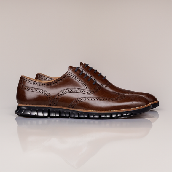 Brown Leather Everett Lace Up Oxfords with Black Hybrid Sole - SS23