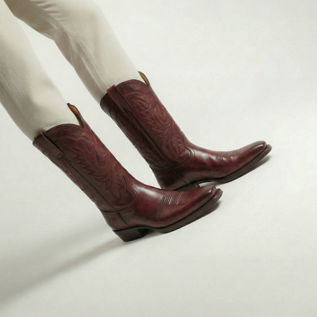 Burgundy Leather Lucente Cowboy Boot