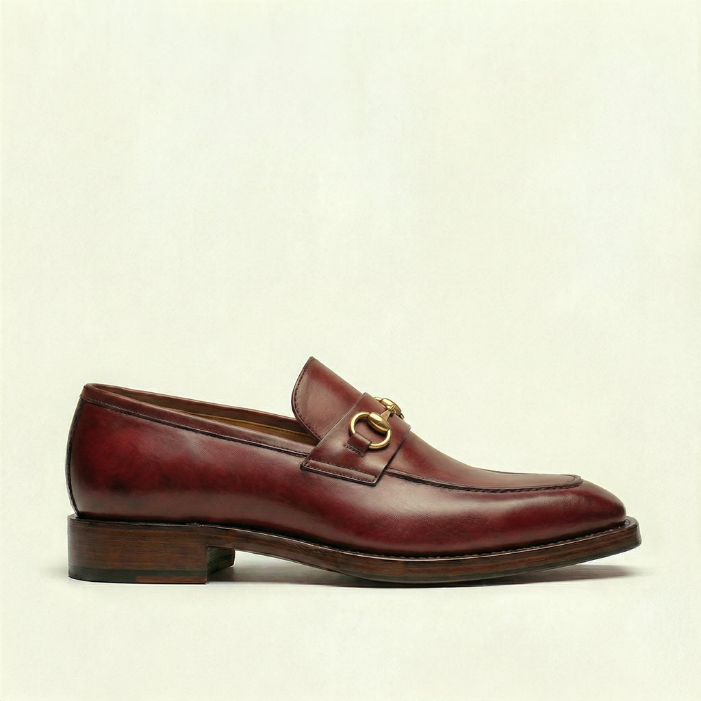 Burgundy Leather Lucente Penny Loafer Shoes