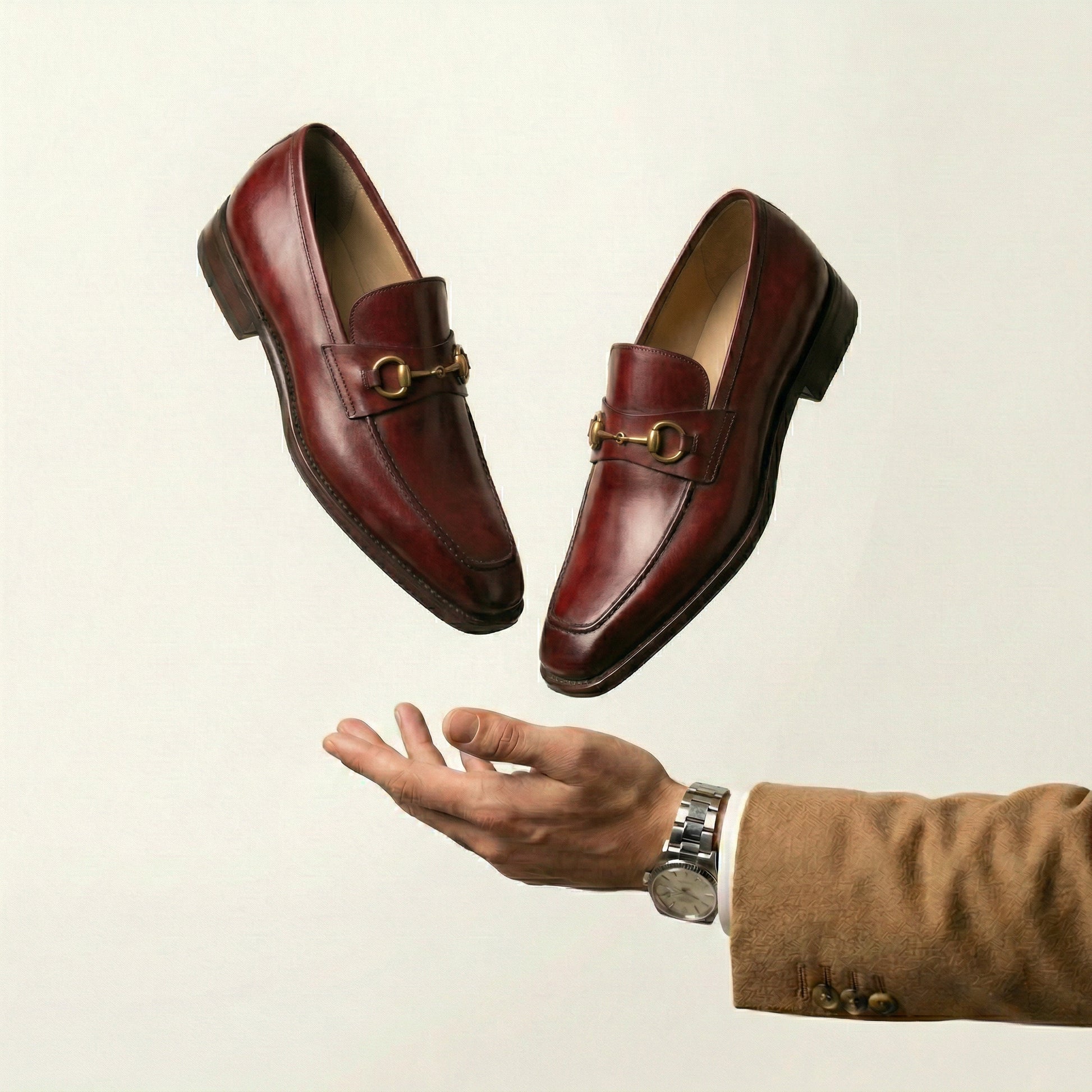 Burgundy Leather Lucente Penny Loafer Shoes