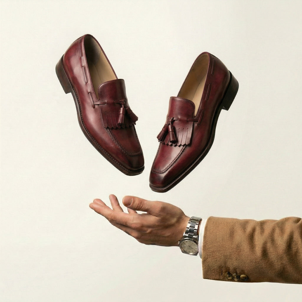 Burgundy Leather Lucente Tassel Loafers