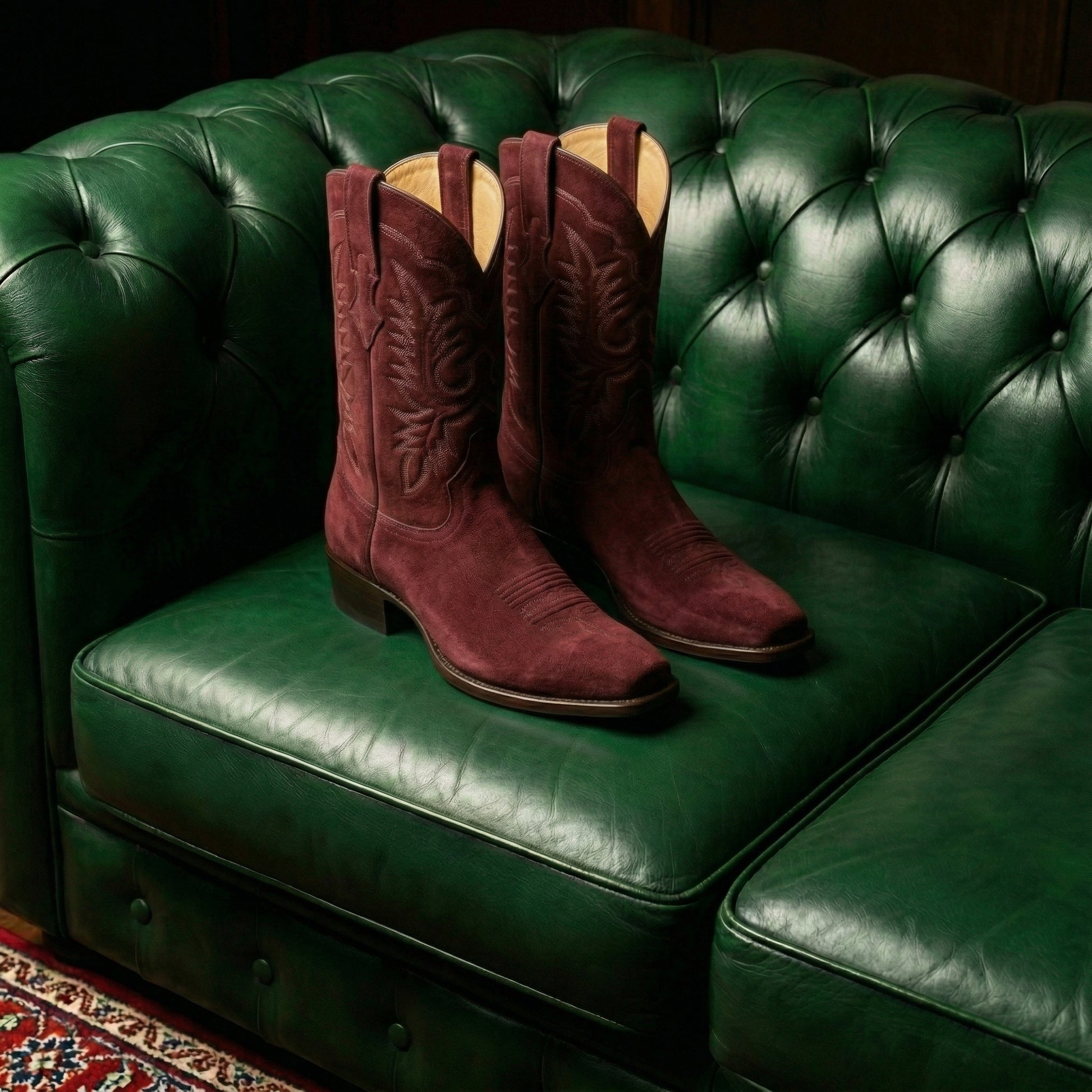 Burgundy Suede Lucente Cowboy Boot