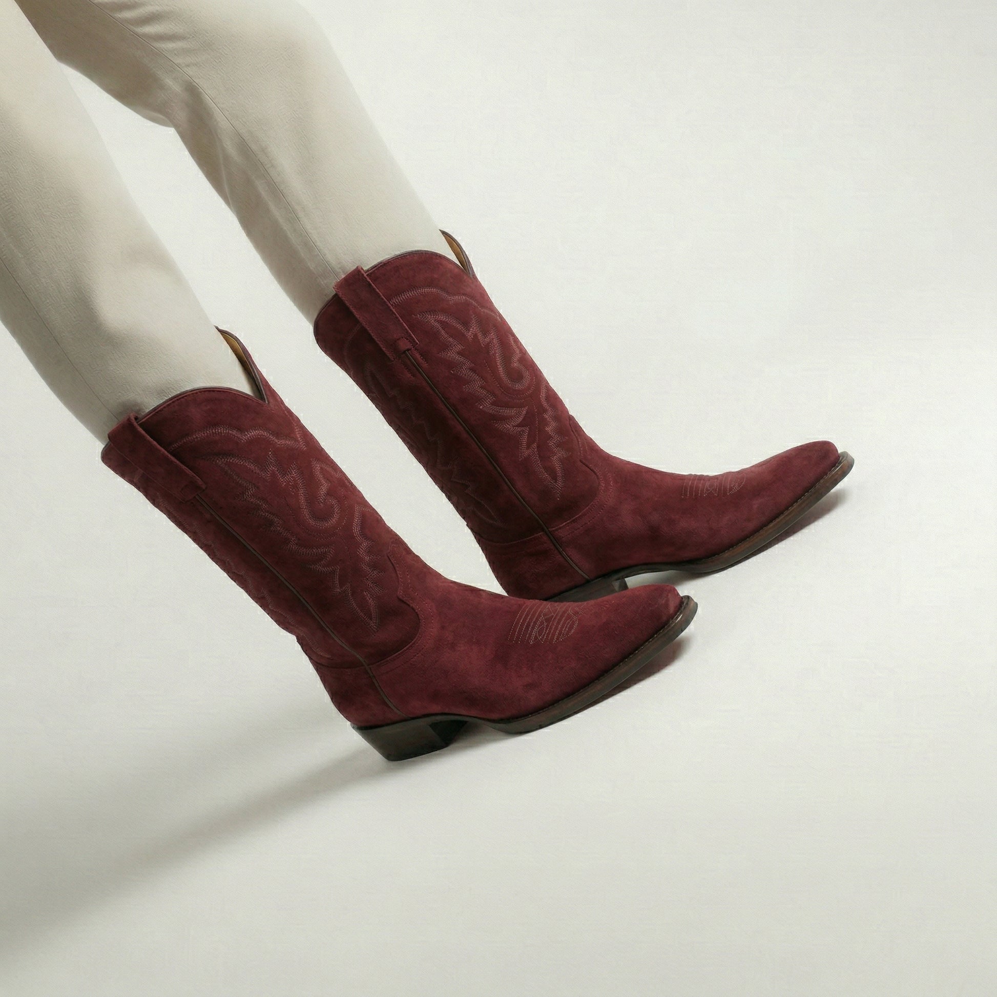 Burgundy Suede Lucente Cowboy Boot