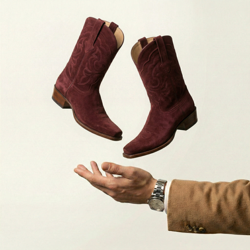 Burgundy Suede Lucente Cowboy Boot