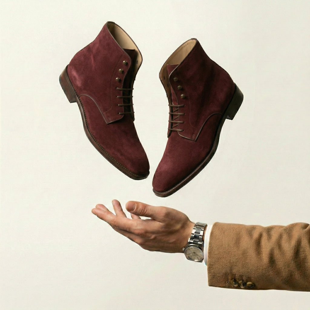 Burgundy Suede Lucente Derby Boot