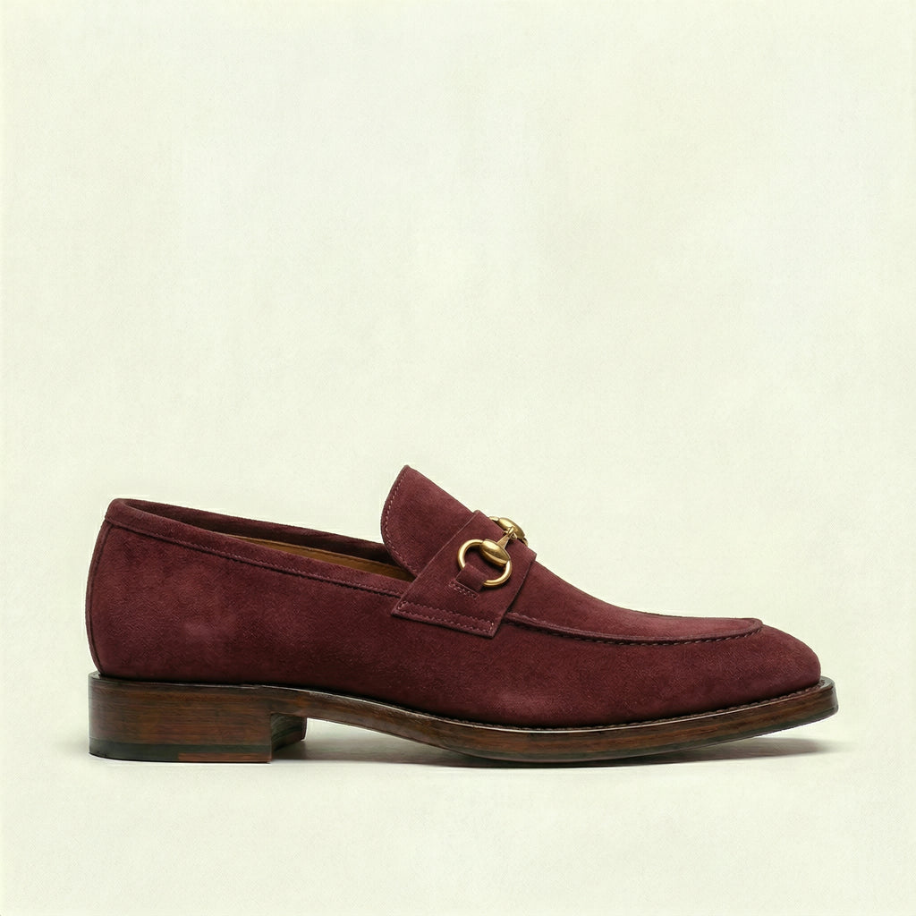 Burgundy Suede Lucente Penny Loafer Shoes