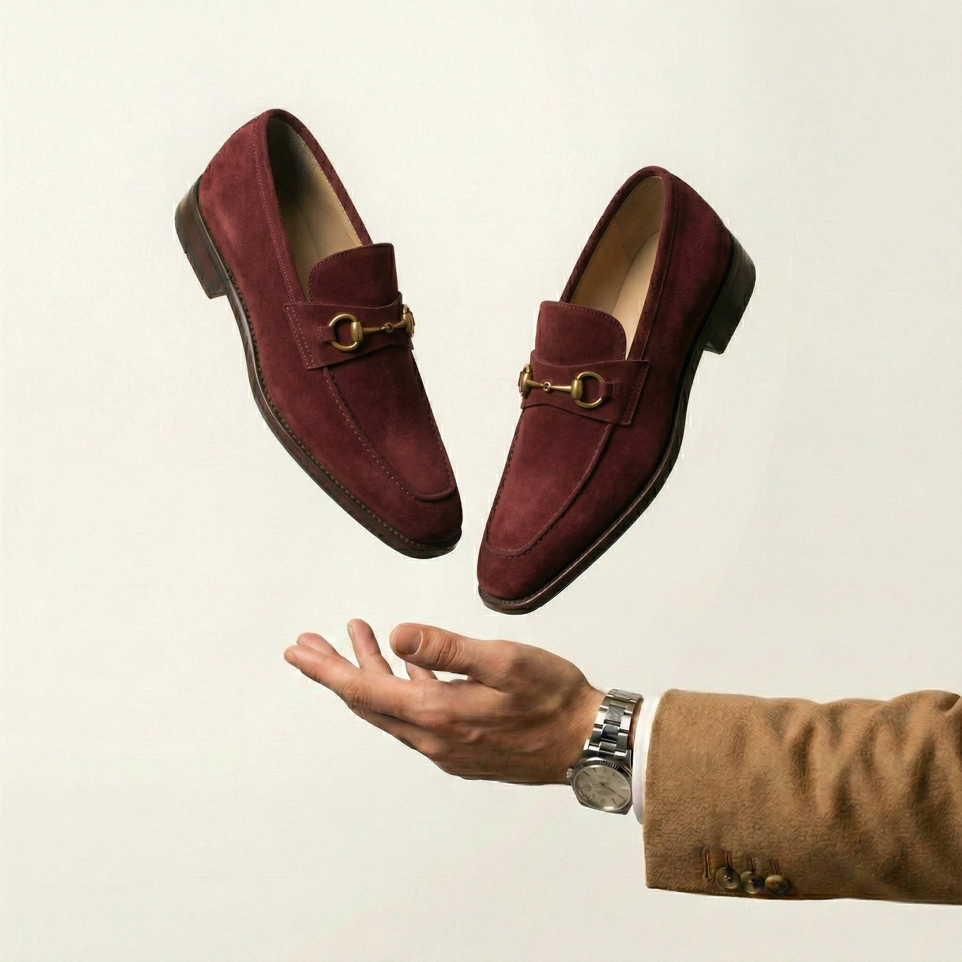 Burgundy Suede Lucente Penny Loafer Shoes