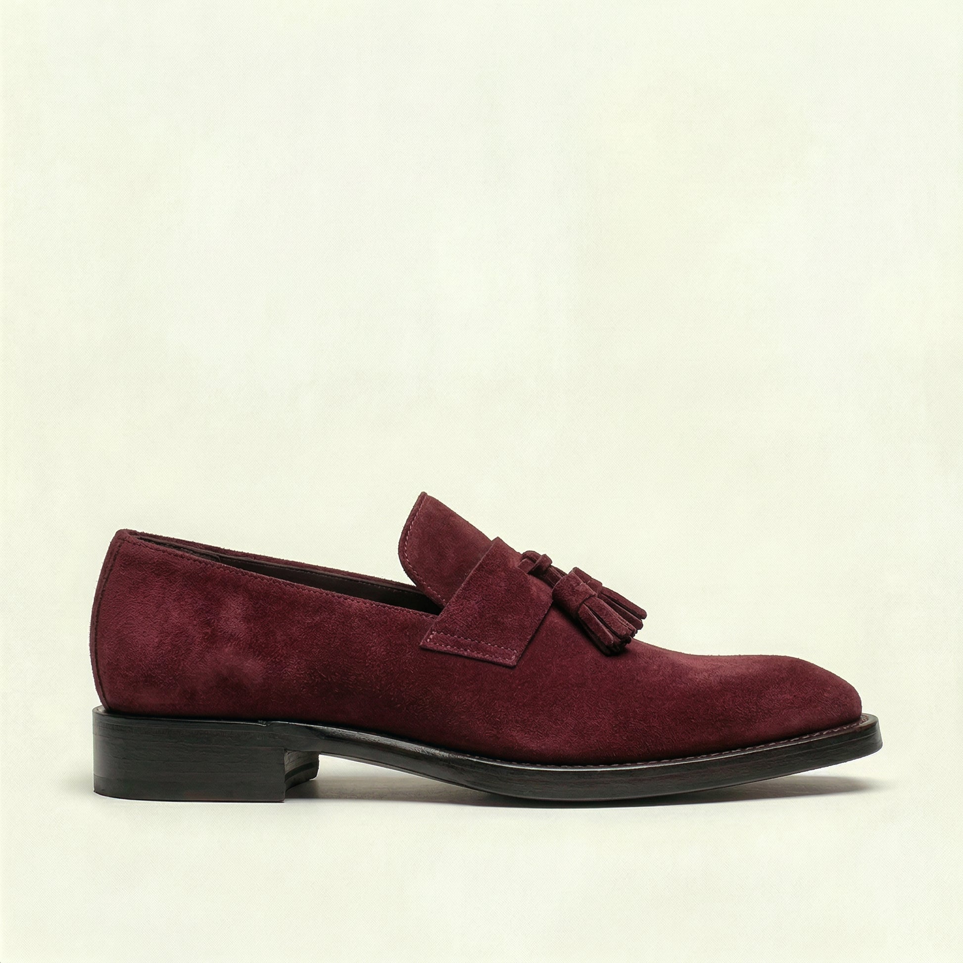 Burgundy Suede Lucente Tassel Loafers