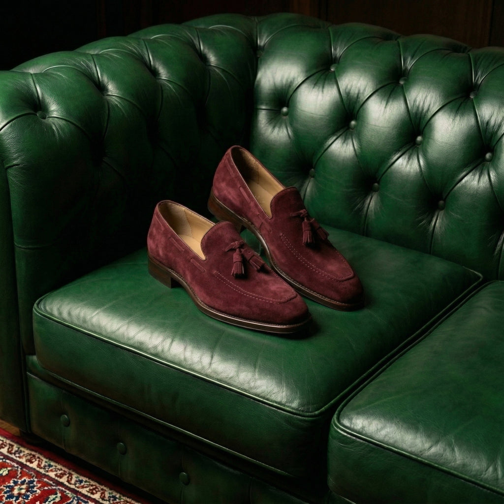 Burgundy Suede Lucente Tassel Loafers