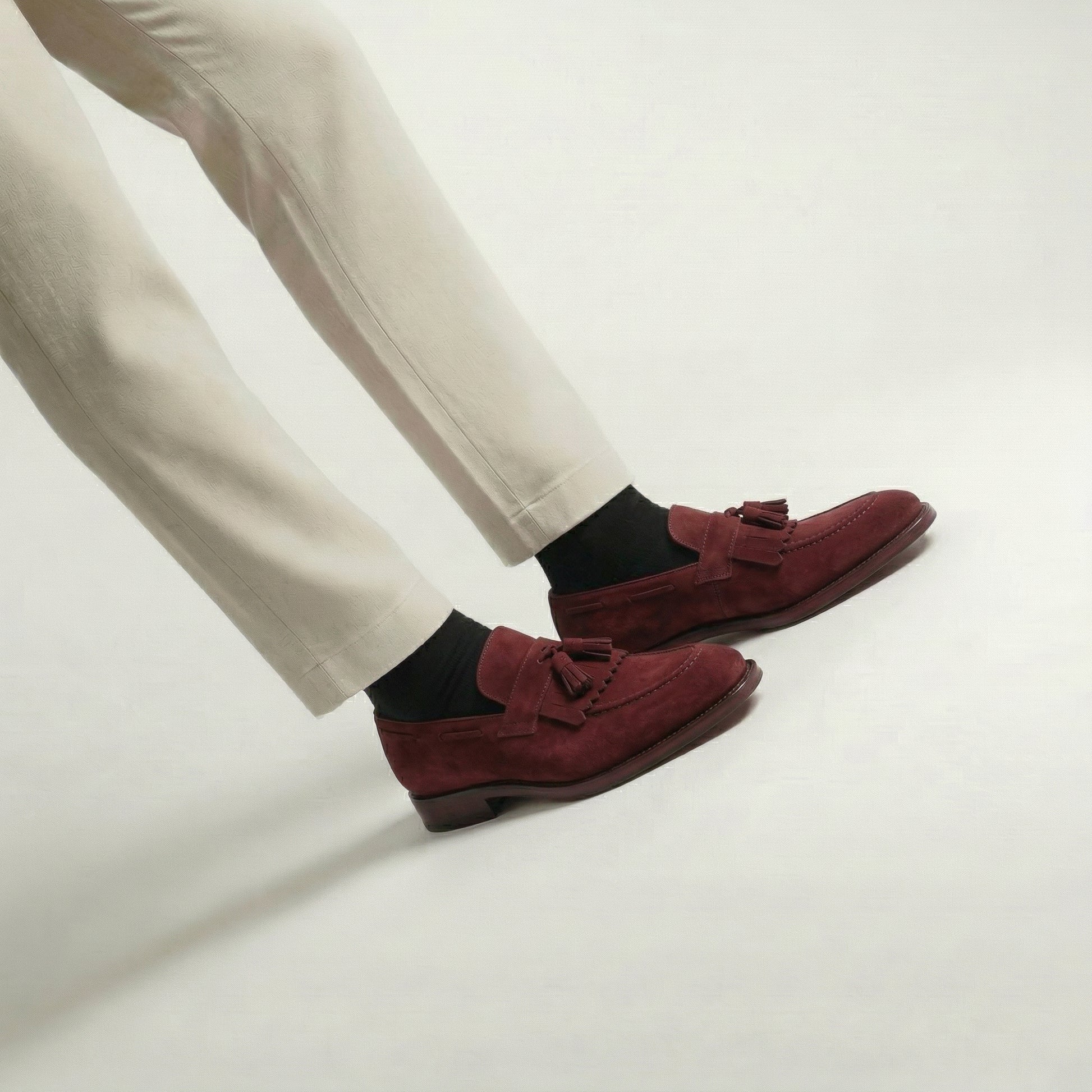 Burgundy Suede Lucente Tassel Loafers