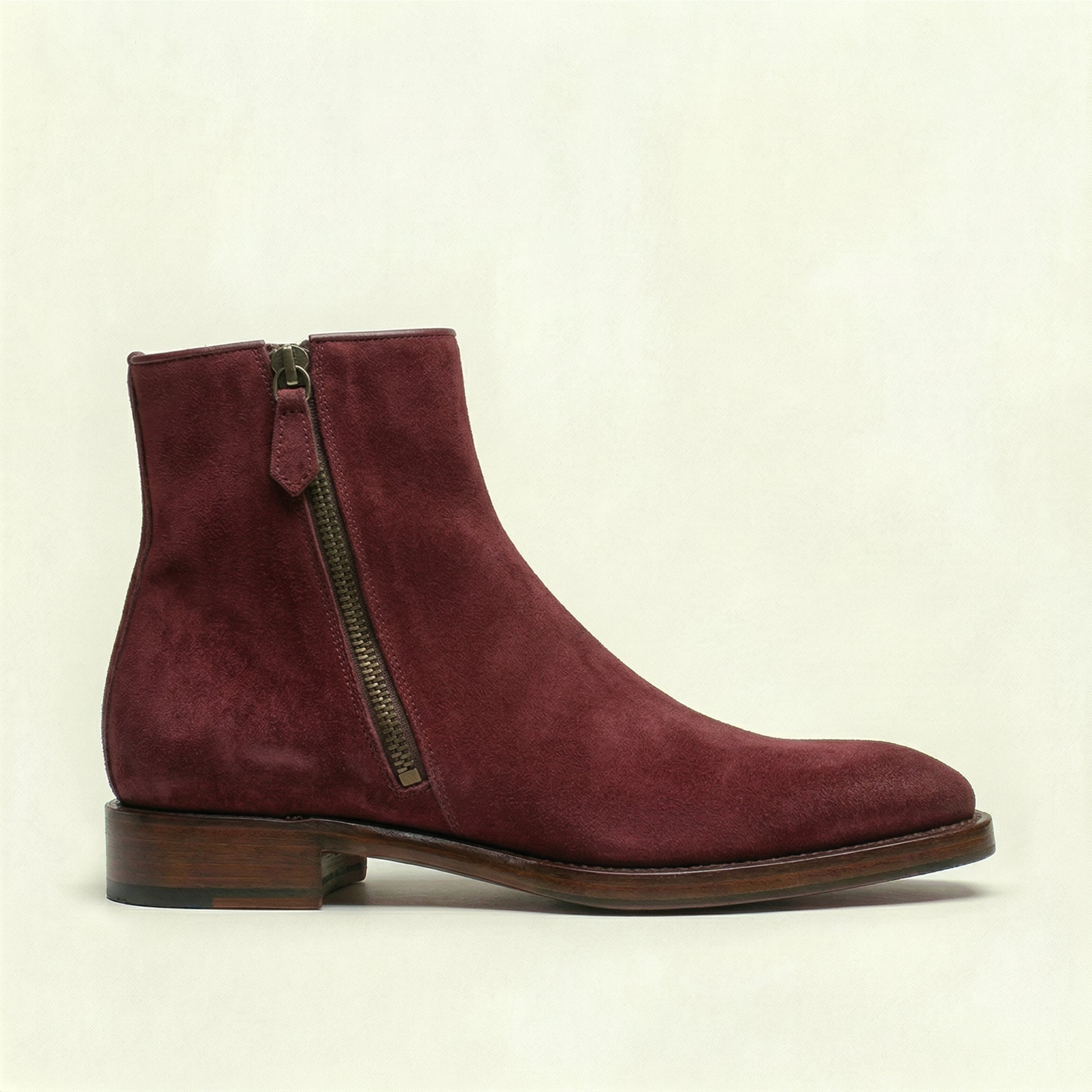 Burgundy Suede Lucente Zipper Boots