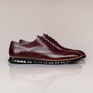 Burgundy Leather Everett Lace Up Oxfords with Black Hybrid Sole - SS23