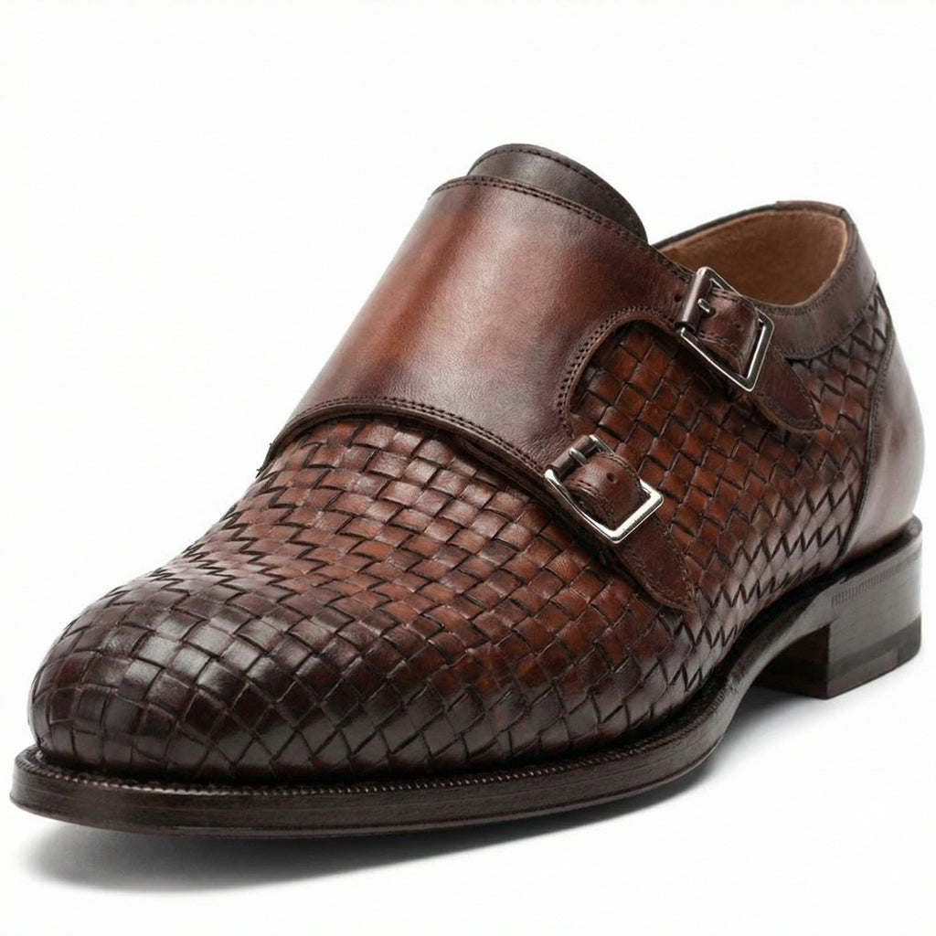 Brown Braided Leather Holloway Monk Straps