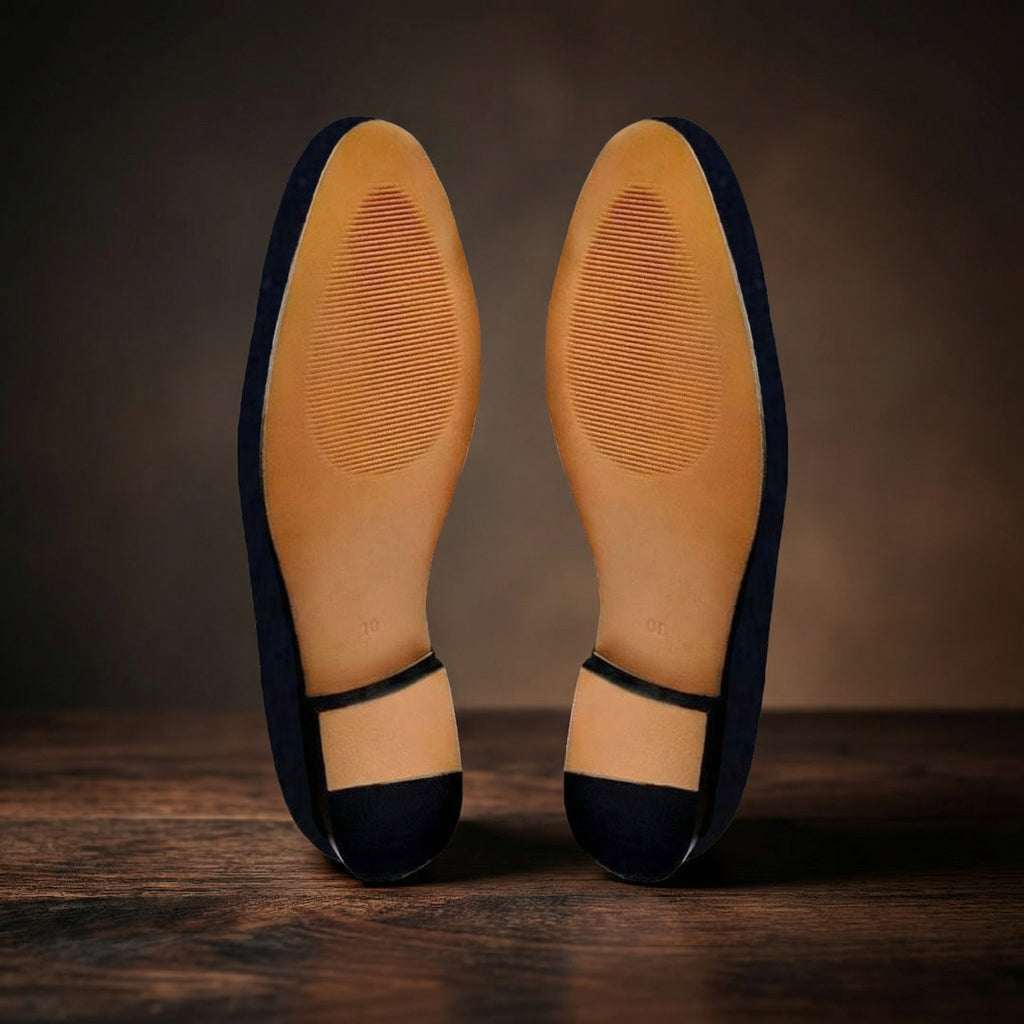 Blue Velvet Beer Embroidered Loafers
