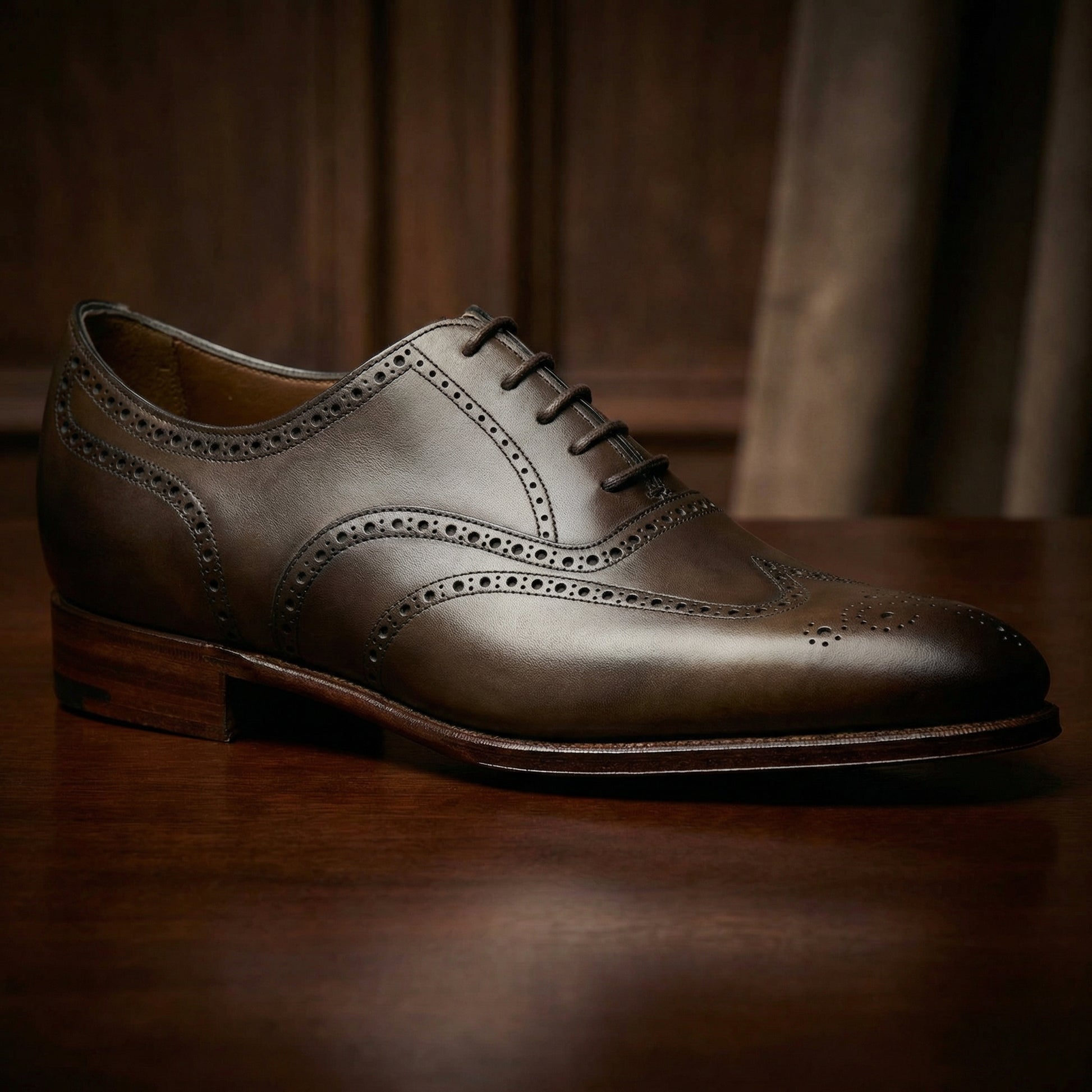 Height Increasing Olive Green Leather Wealden Oxfords