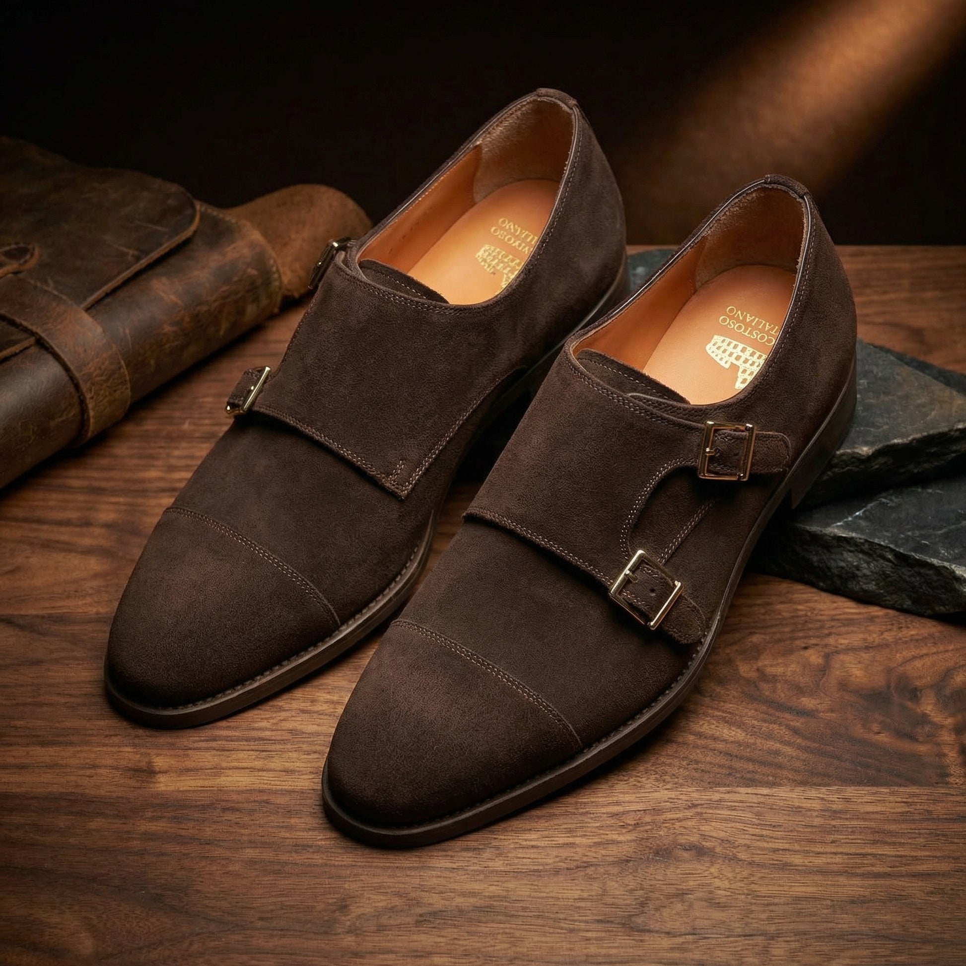 Brown Suede Castle Monk Straps