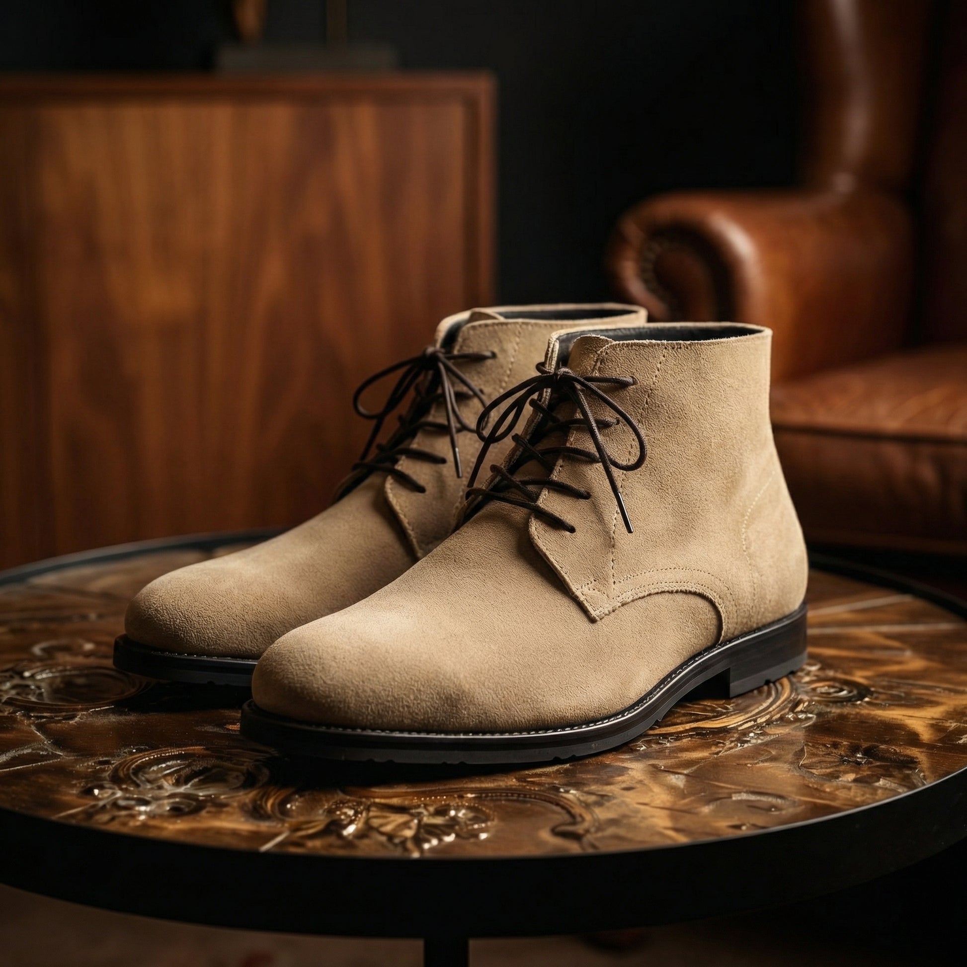 Beige Suede Ciro Lace Up Chukka Boots : The Dapper Edit