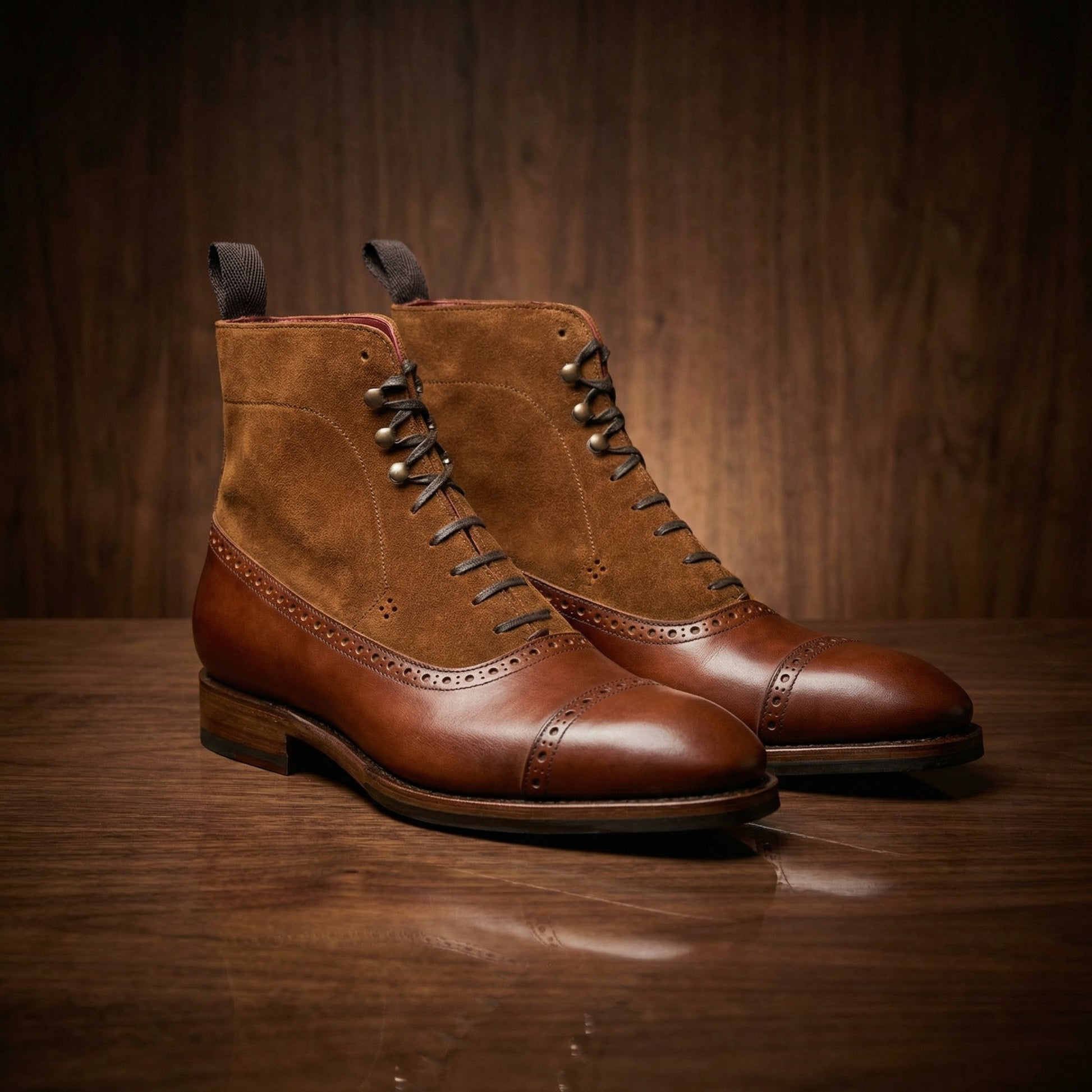 Tan Leather & Suede Clifton Lace Up Boots