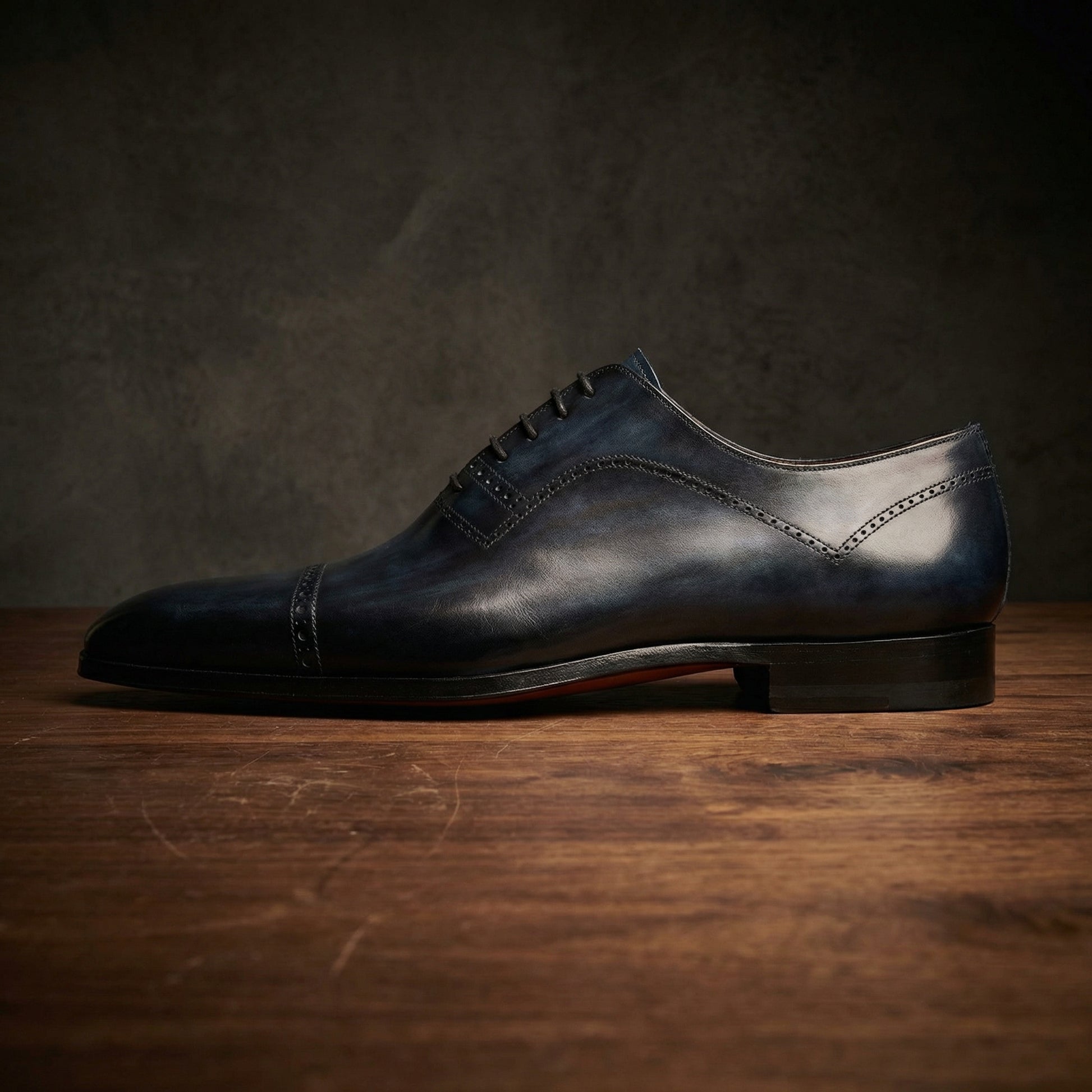 Navy Blue Leather Crofton Brogue Oxfords