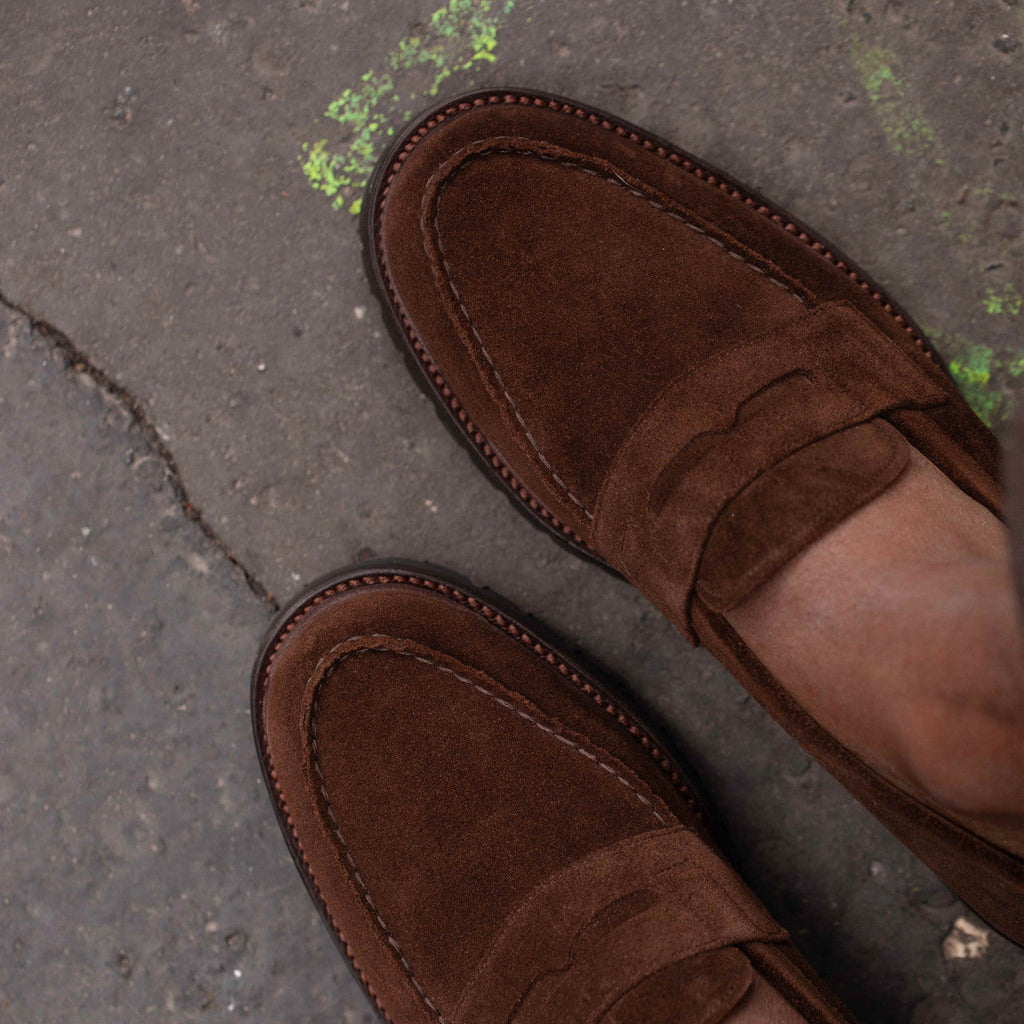 Brown Suede Belize Chunky Penny Loafers
