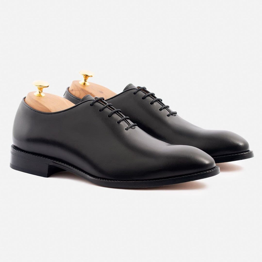 Height Increasing Black Leather Drayton One Cut Oxfords - Formal Shoes