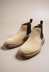 Cream Suede Leather Grayson Chelsea Boot