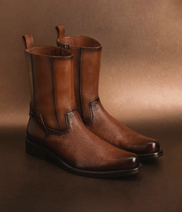 Tan Leather Rapid Rovers Zipper Boots - Summer 2024 Collection