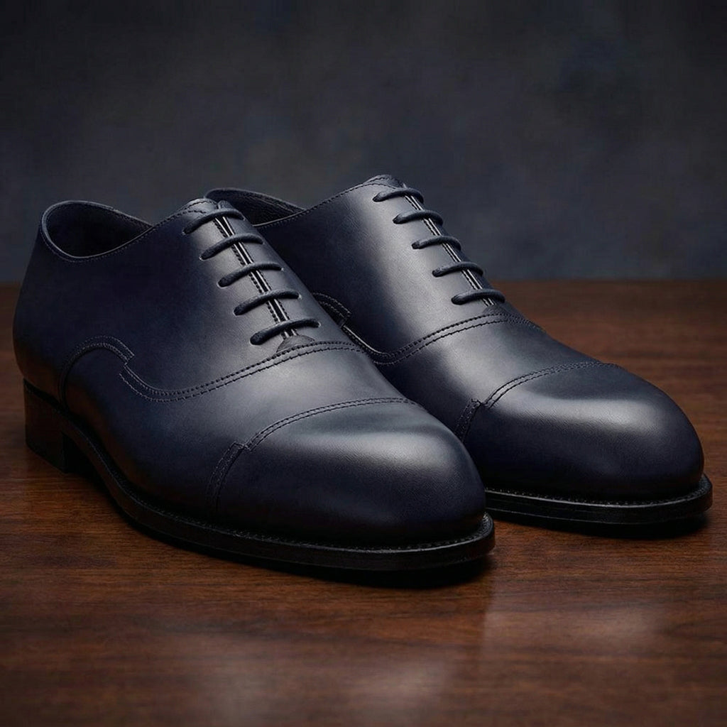 Navy Blue Leather Broxtowe Balmoral Oxfords
