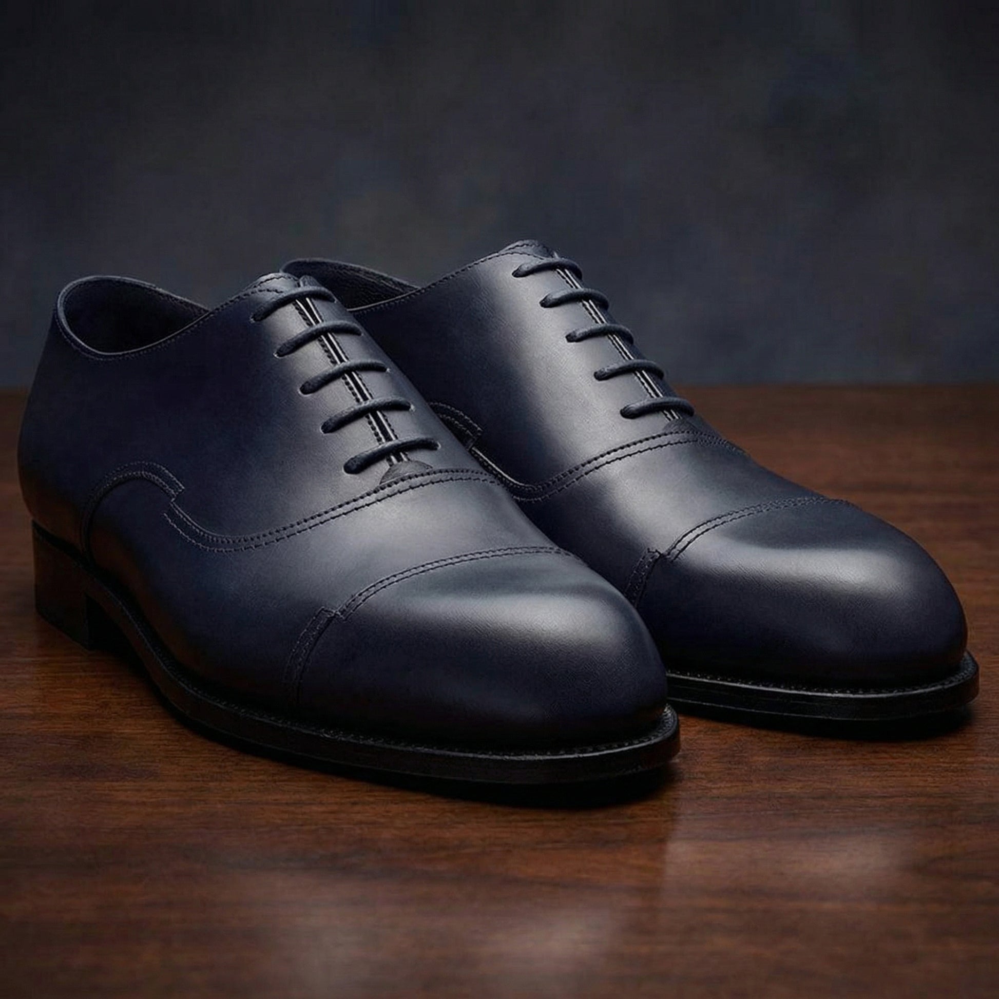 Navy Blue Leather Broxtowe Balmoral Oxfords