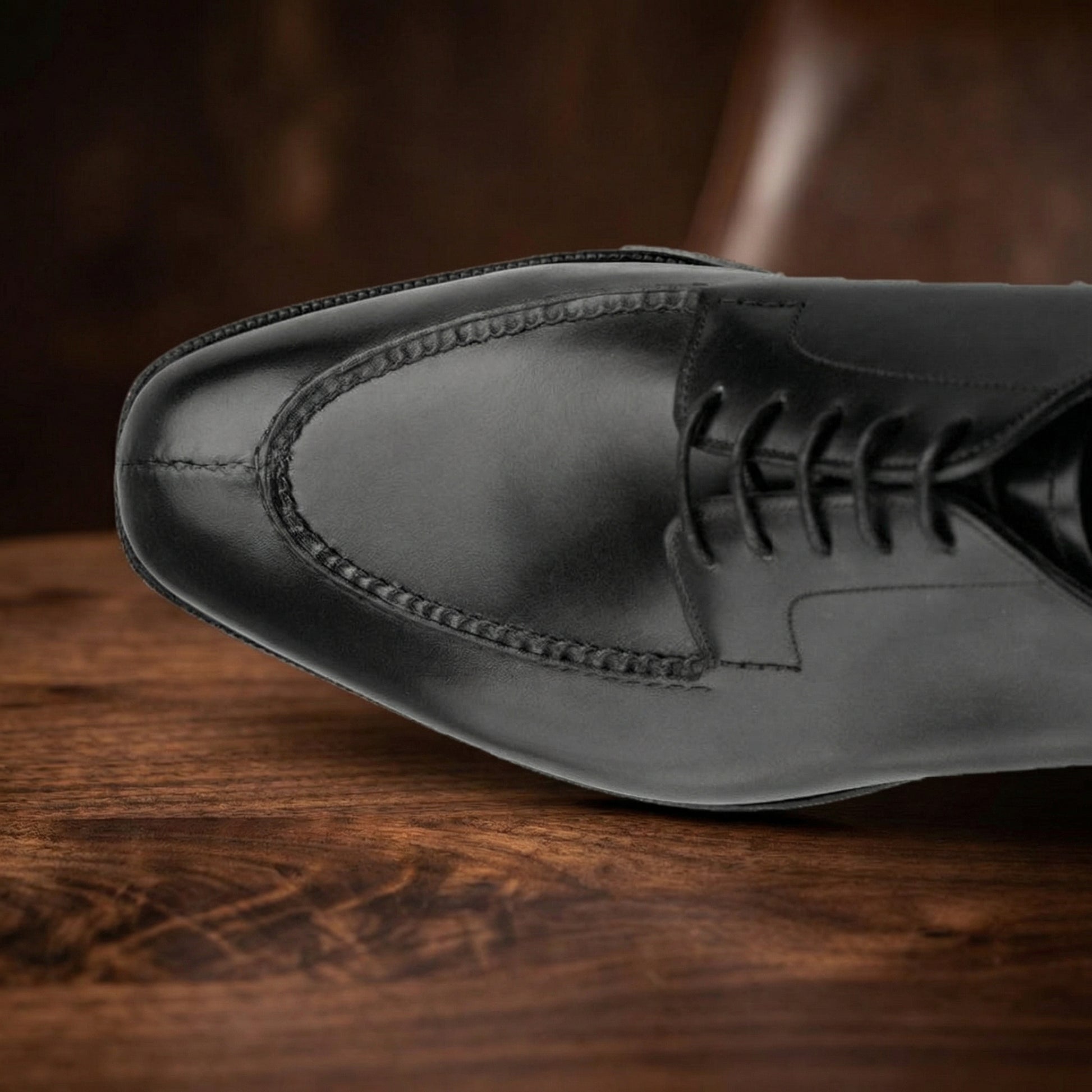 Height Increasing Black Leather Hamlet Derby Shoes