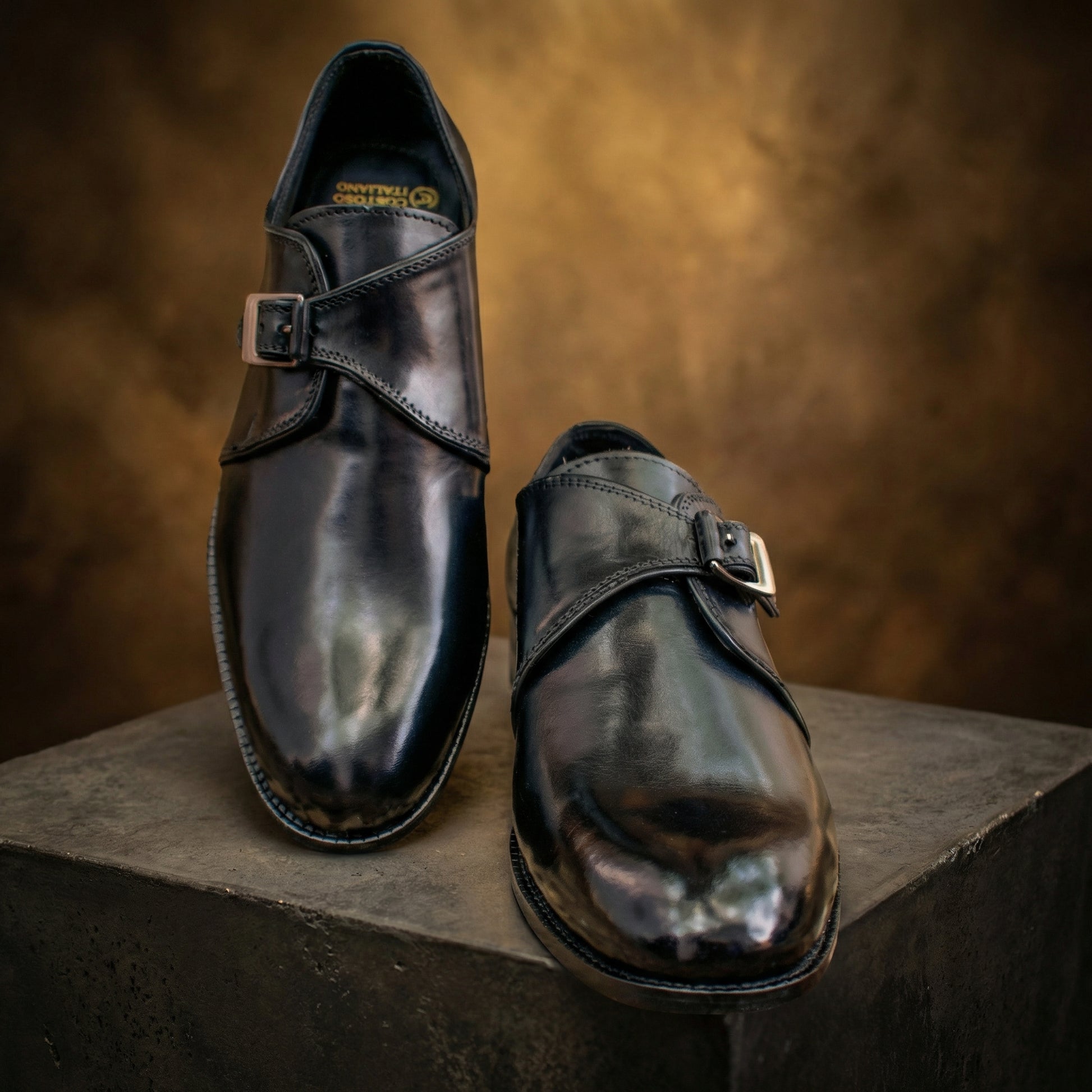 Black Leather Bromley Monk Straps
